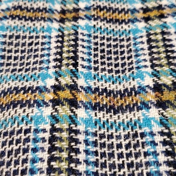 Pendleton Vintage Lined Wool Plaid Scarf Fringe‎ Ends Light Blue - Picture 3 of 6